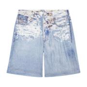 Diesel Shorts med Tiger Breaks denim print Blue, Herr