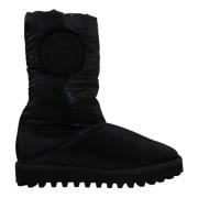 Dolce & Gabbana Svarta Vadderade Mid Calf Vinterskor Black, Dam