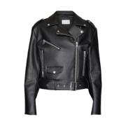 Calvin Klein Jeans Leather Jackets Black, Dam