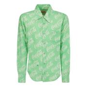 ERL Tryckt Button-Up Unisex Skjorta Green, Herr