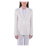 Max Mara Weekend Stretch Viskosblazer med Klassisk Revers White, Dam