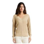 Liu Jo V-neck Knitwear Beige, Dam