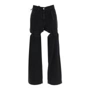 The Attico Cut Out Flared Jeans Black, Dam