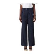 Woolrich Wide Leg Bomullsbyxor Blue, Dam