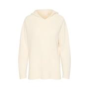 Cream Stickad Hoodie Eggnog Beige, Herr