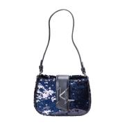 Karl Lagerfeld Lila Paljett Kväll Hobo Väska Blue, Dam