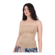 Max Mara Weekend Bandeau Jersey Top i Sand Beige, Dam