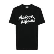 Maison Kitsuné Logo Print Svart T-shirt Black, Herr