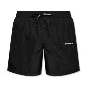 Balmain Badshorts med logotyp Black, Herr