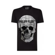 Philipp Plein Svart Skull Rhinestone T-shirt Black, Herr