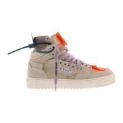 Off White Suede Canvas Sneakers Modern Kvinna Must-Have Beige, Dam