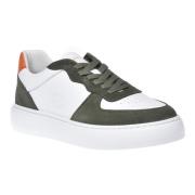 Baldinini Sneaker in olive green and white suede Multicolor, Herr