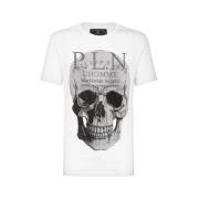 Philipp Plein Vit Skull Kristall T-shirt Platinum Cut White, Herr