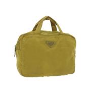 Prada Vintage Pre-owned Nylon handvskor Yellow, Dam