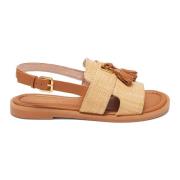 Coccinelle Beige Straw Effect Sandaler Beige, Dam