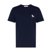 Maison Kitsuné Blå Fox Logo T-shirt Blue, Herr