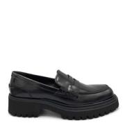 Guglielmo Rotta Svart Kalvskinn Moccasin Gummisula Black, Herr