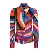 Emilio Pucci Multifärgad Iride Print Siden Skjorta Multicolor, Dam