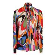 Emilio Pucci Multifärgat Grafiskt Tryck Pussy-Bow Skjorta Multicolor, ...