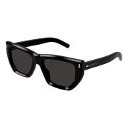 Gucci Kvadratisk Svart Solglasögon Black, Unisex