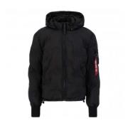 Alpha Industries Snygg Hooded Logo Bomberjacka Black, Herr