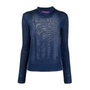 Ralph Lauren Rundhalsstickat Blue, Dam