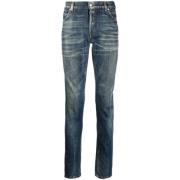 Balmain Mäns Skinny Stonewash Blå Jeans Blue, Herr