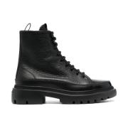 Bally Svarta Kalvpräglade Ankelboots Black, Herr