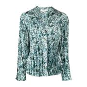 Vince Blå Berry Blooms Veckad Blus Multicolor, Dam