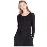 Twinset Svart broderad kofta Black, Dam