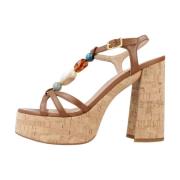 Unisa High Heel Sandals Brown, Dam