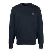 Fred Perry Blå Logo Crewneck Sweatshirt Blue, Herr