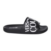 Versace Jeans Couture Svarta Shelly Slides med Logo Print Black, Dam