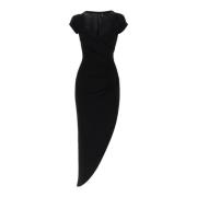 Norma Kamali Sweetheart Wrap Flutter Sleeve Midi Klänning Black, Dam