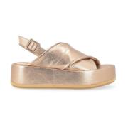 Paloma Barceló Metallisk Brons Korsrem Sandal Brown, Dam