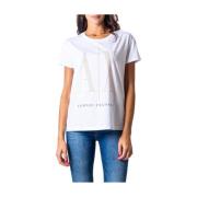 Armani Exchange Tryckt rundhalsad t-shirt i bomull White, Dam