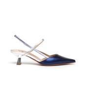 Roberto Festa Blå Avio Silver Läder Slingback Blue, Dam