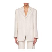 Jacquemus Beige Linneblazer Beige, Dam