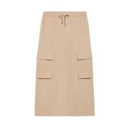 Max Mara Weekend Beige Cargo Kjol med Justerbar Midja Beige, Dam