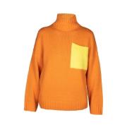 JW Anderson Kontrastficka Turtleneck Tröja Orange, Dam