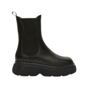 Max Mara Weekend Svarta Läder Chelsea Ankelboots Black, Dam