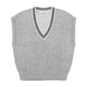 Brunello Cucinelli V-neck Knitwear Gray, Dam