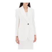 Brunello Cucinelli Linne Viskos Twill Jacka med Inskärning White, Dam