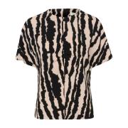 InWear Kortärmad Rund Hals Cool Print Top Black, Dam