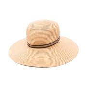 Borsalino Gyllene Flatt Krona Hatt Beige, Dam