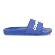 Dsquared2 Blå Gummisandaler 3D Logo Blue, Herr