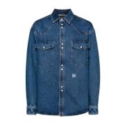 Palm Angels Denim Shirts Blue, Herr