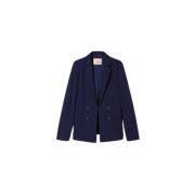 Twinset Elegant Blazer Vest med Revers Blue, Dam