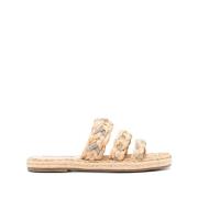 Aquazzura Naturliga Raffia Sandaler med Ljus Gummi Beige, Dam