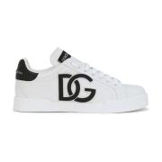 Dolce & Gabbana Vita lädersneakers med logotyp White, Dam